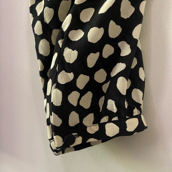J. Crew Silk Black and Cream Pebble Print Polka Dot Blouse - Picture 5 of 7